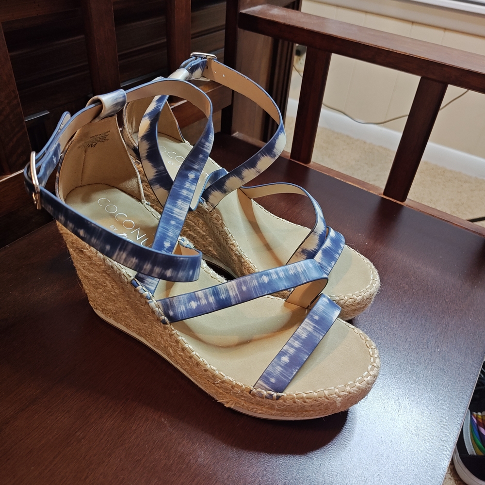 Stylish Coconuts by Matisse Blue Tie-Dye Platform Sandals Sz 10 Espadrille - Picture 2 of 13